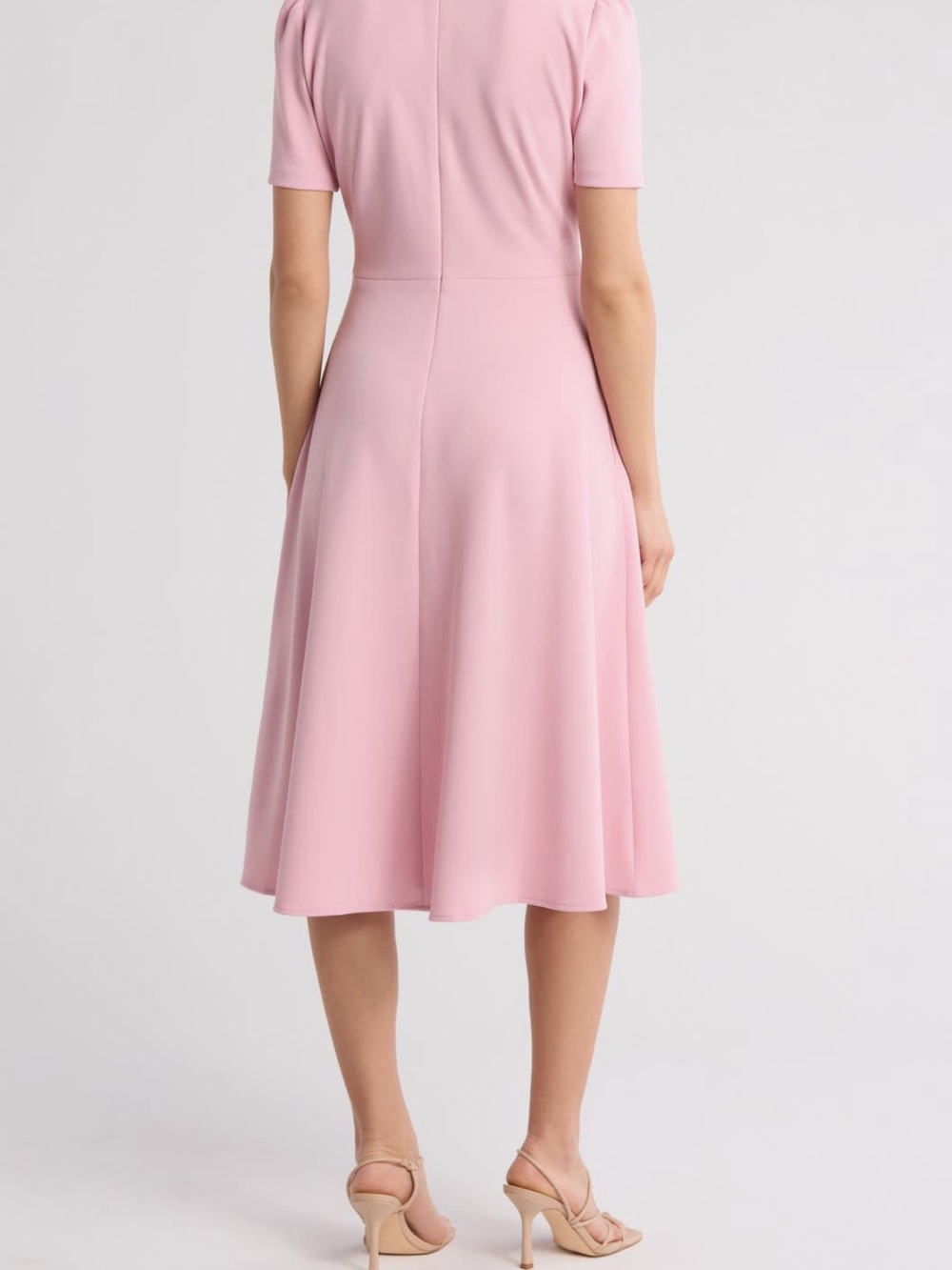 Maggy London Dusty Rose Tie-Neck Midi Dress - Picture 2 of 7